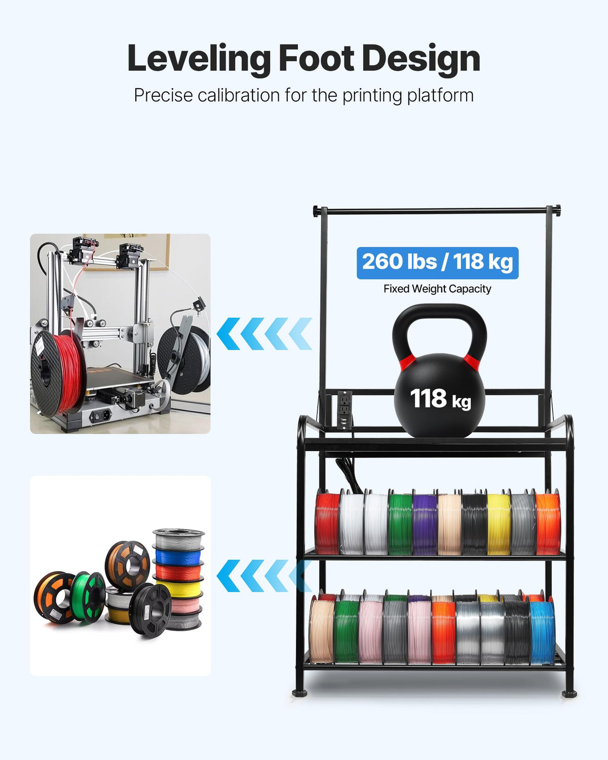 3-Tier Filament Storage Rack with Wheels E845562