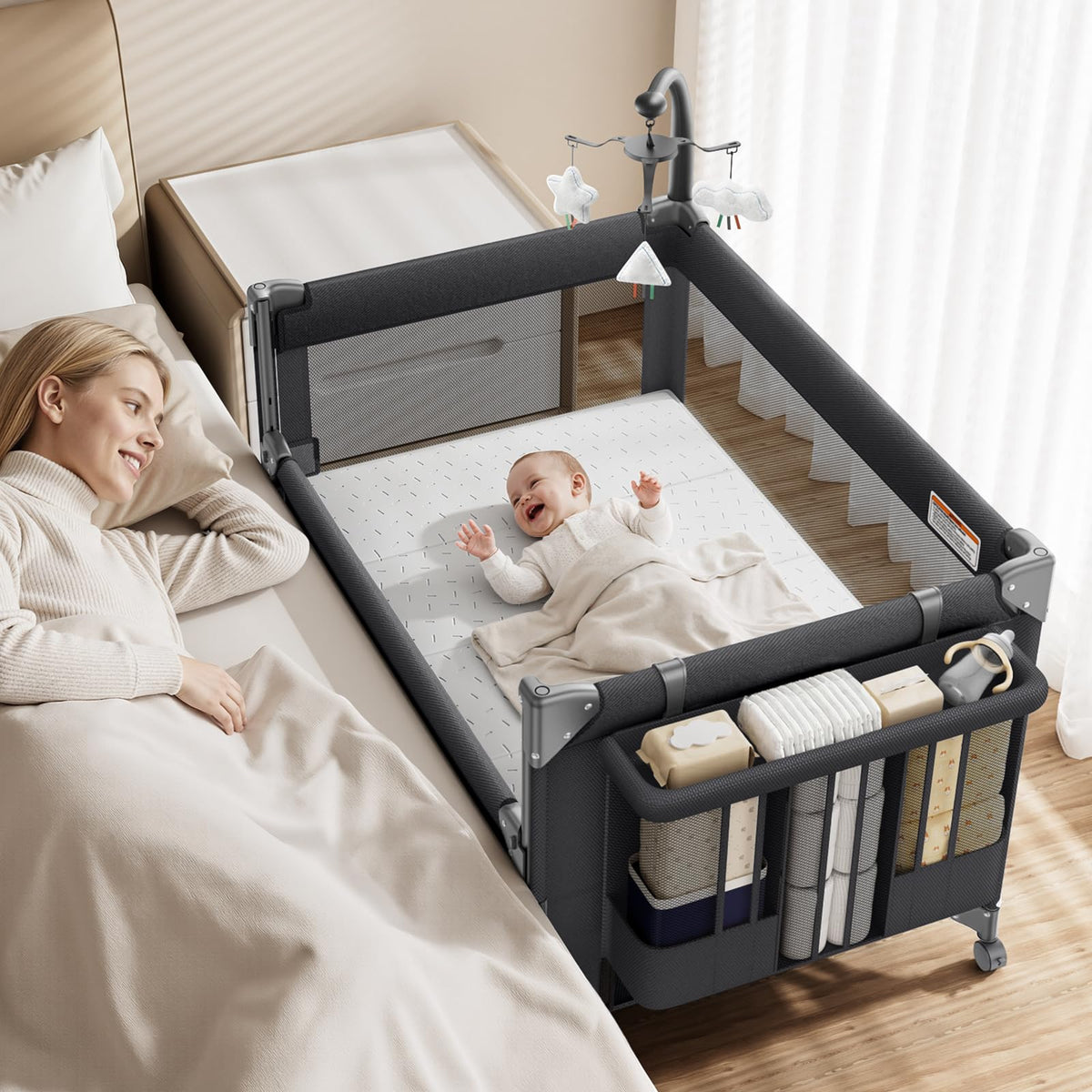 Baby Bassinet, Pack and Play, Bedside Crib Sleeper C339950