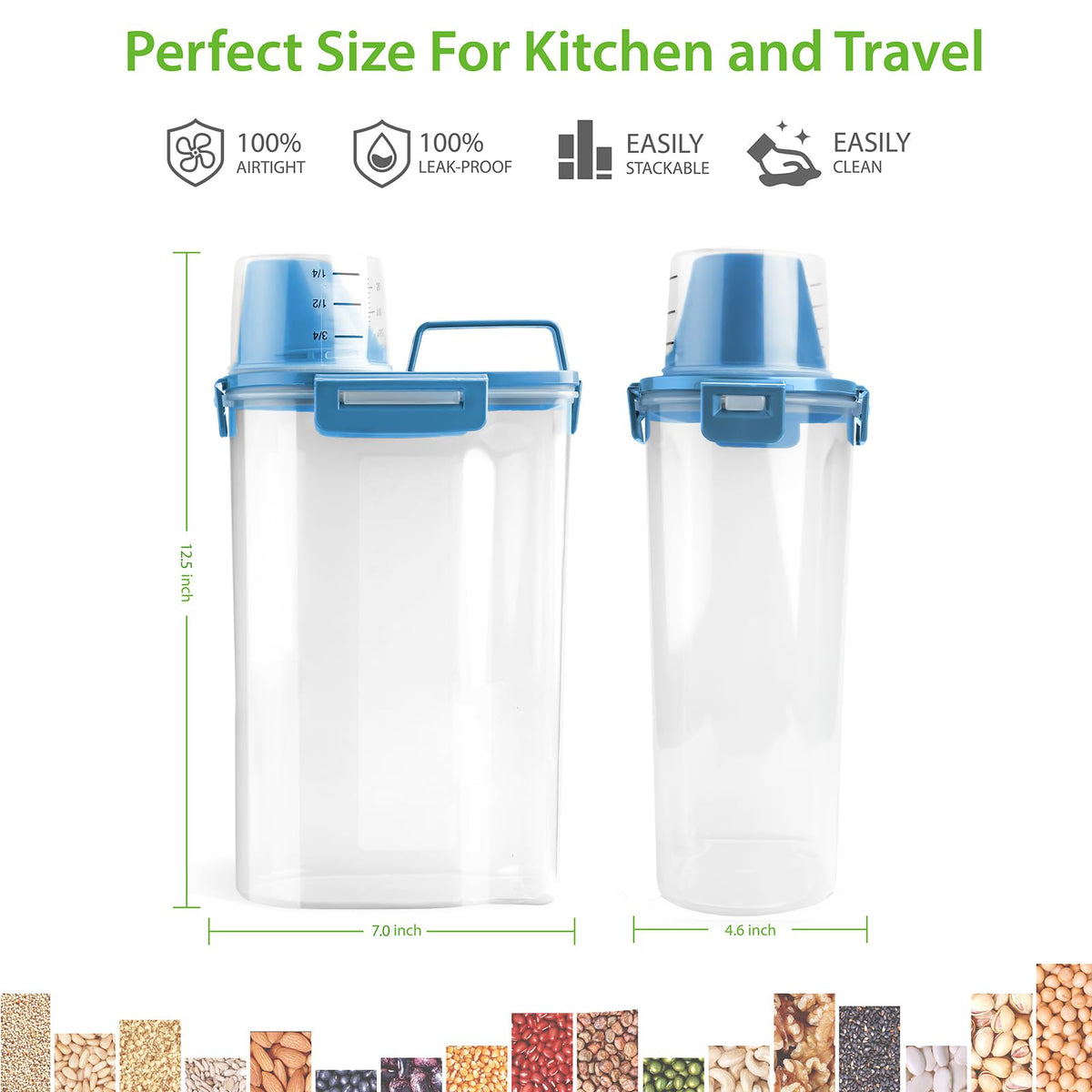 Airtight Rice Storage Container with Measuring Cup F977