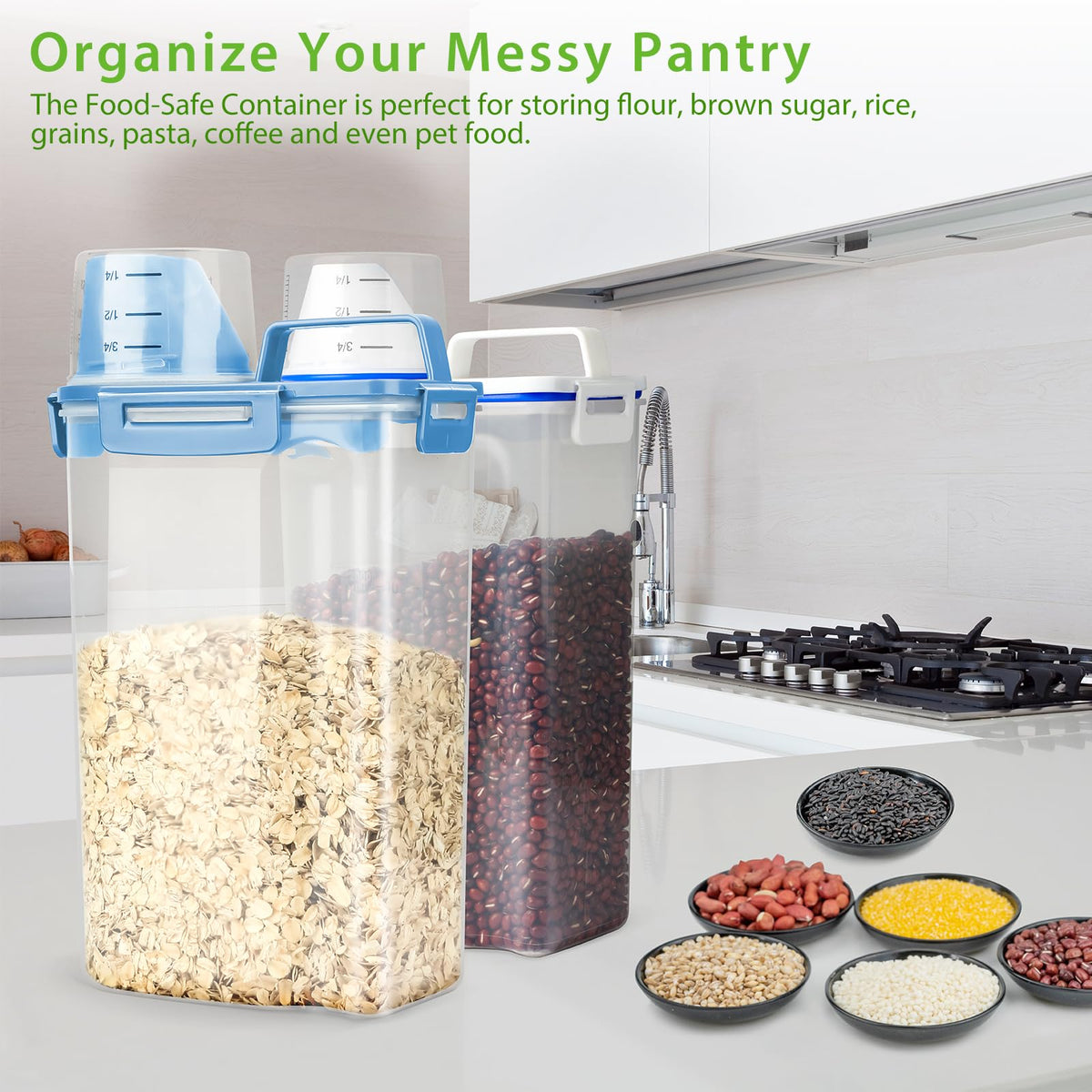 Airtight Rice Storage Container with Measuring Cup F977