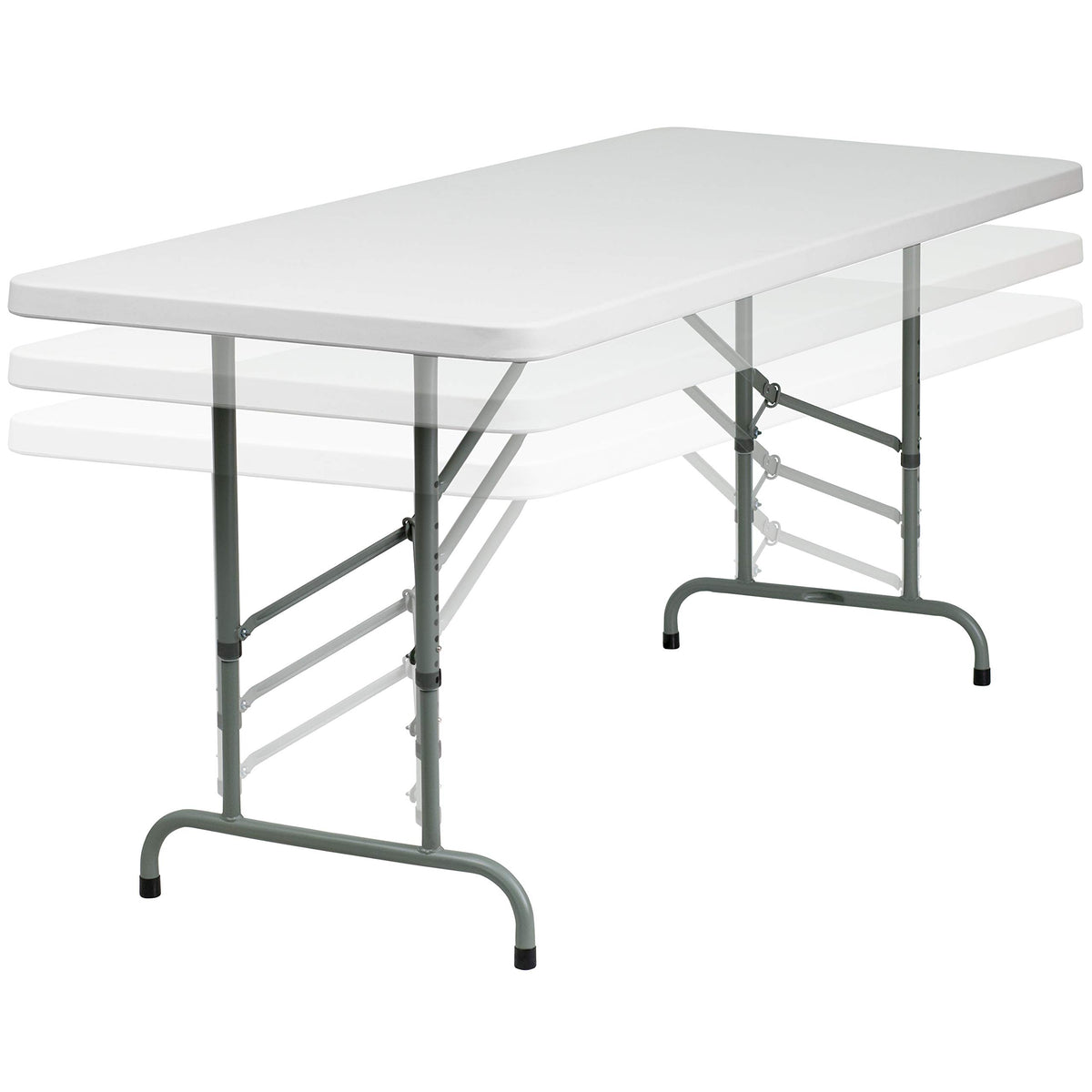 6-Foot Granite White Adjustable Plastic Folding Table W724313