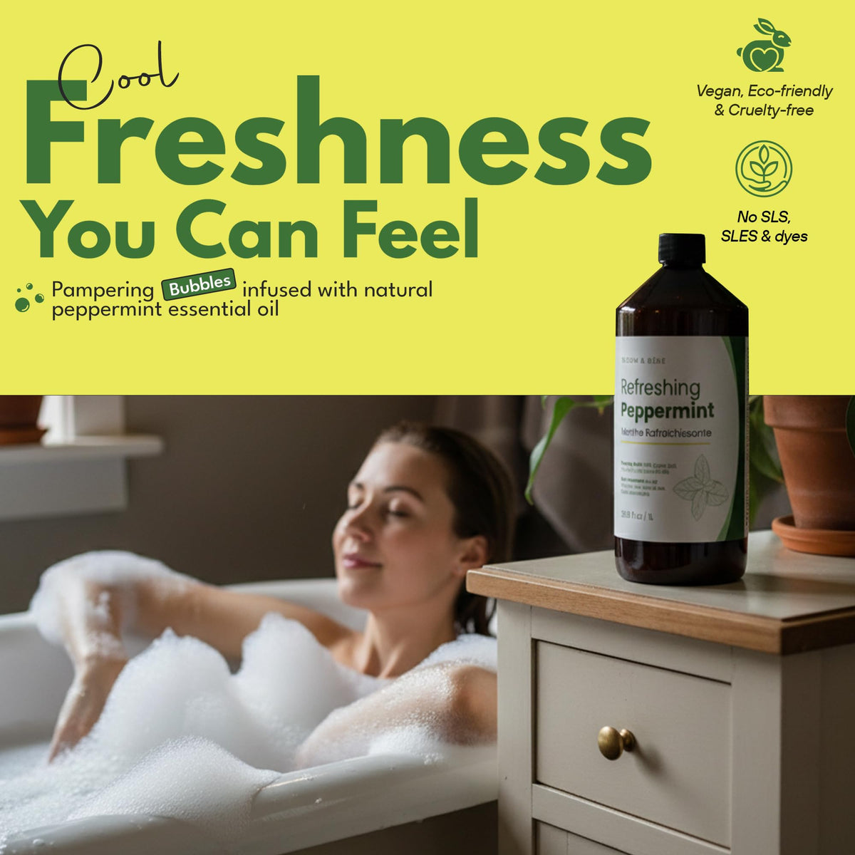 Scented Foaming Bubble Bath with Essential Oils and Epsom Salt, 33.8 fl oz F787663