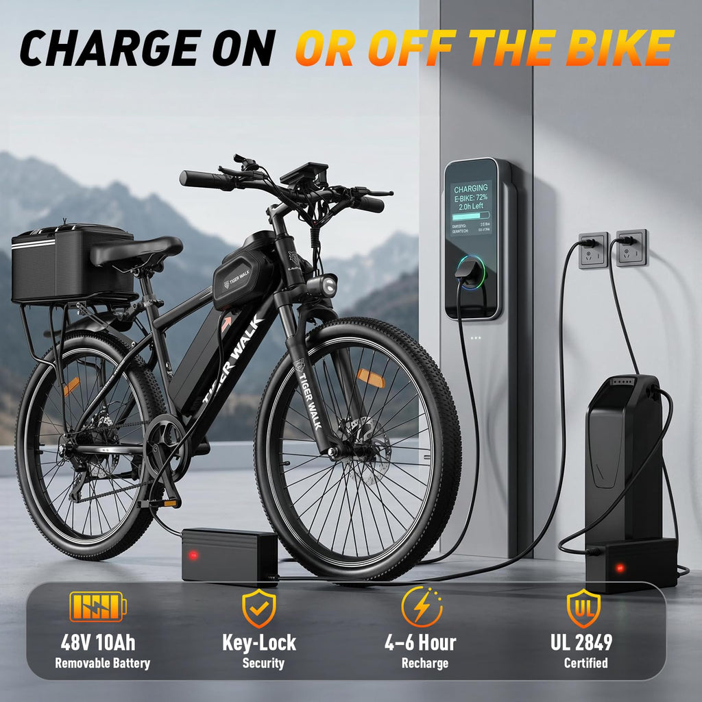 26" All-Terrain Electric Bike, 48V 10Ah Removable Battery, 7-Speed C6291