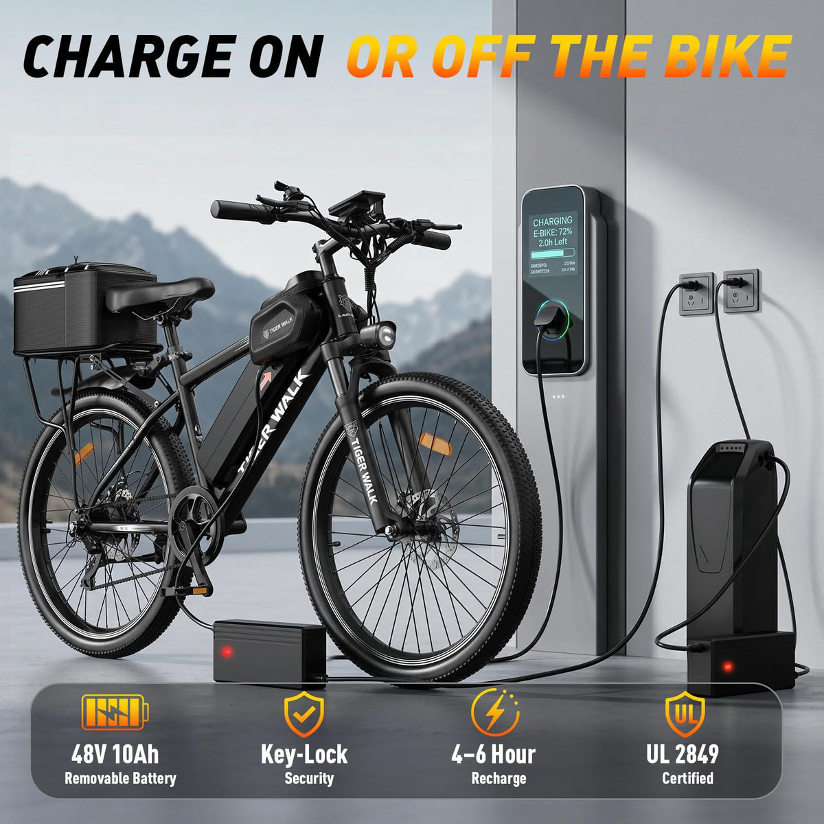 26" All-Terrain Electric Bike, 48V 10Ah Removable Battery, 7-Speed C6291