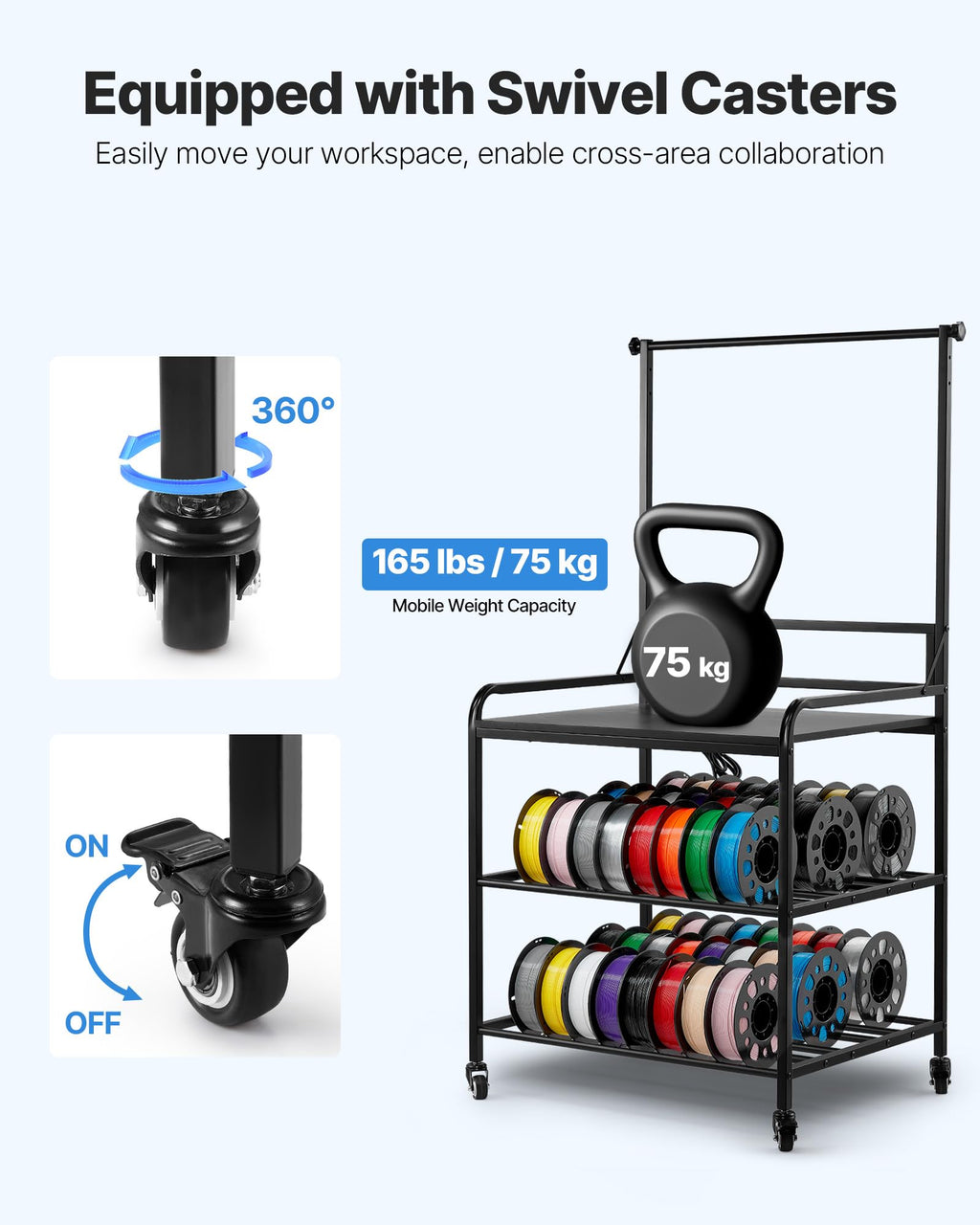 3-Tier Filament Storage Rack with Wheels E845562