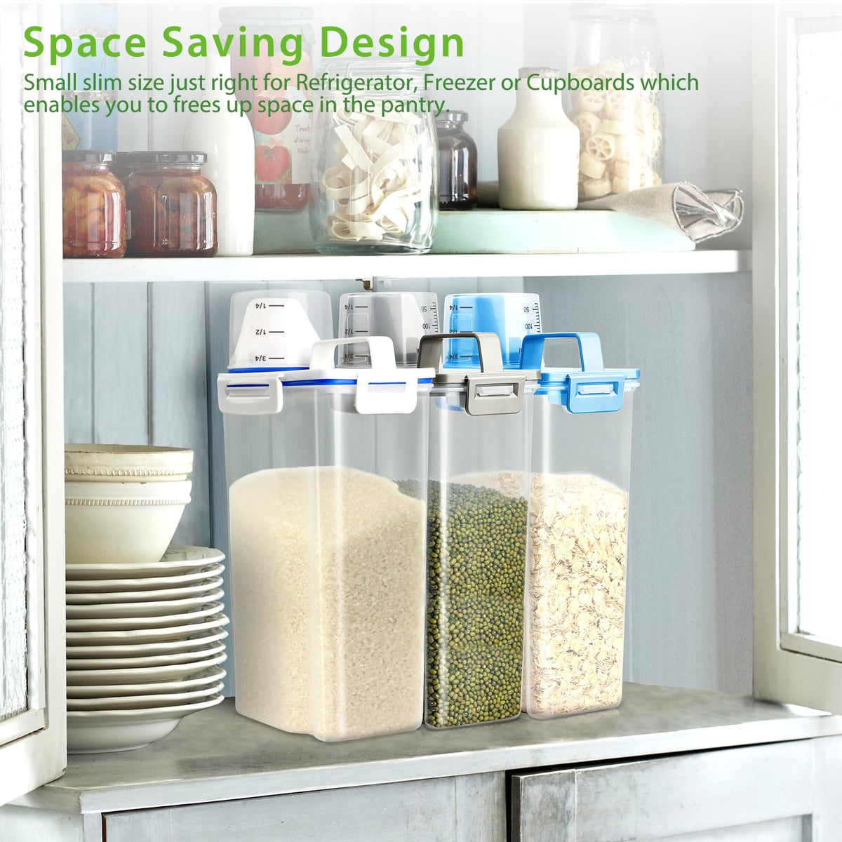 Airtight Rice Storage Container with Measuring Cup F977
