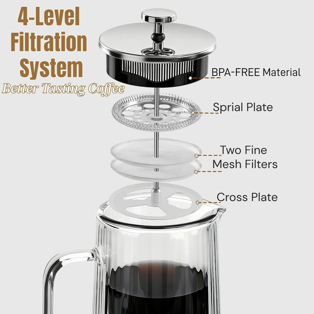 34oz Double Wall Borosilicate Glass French Press Coffee Maker J98348