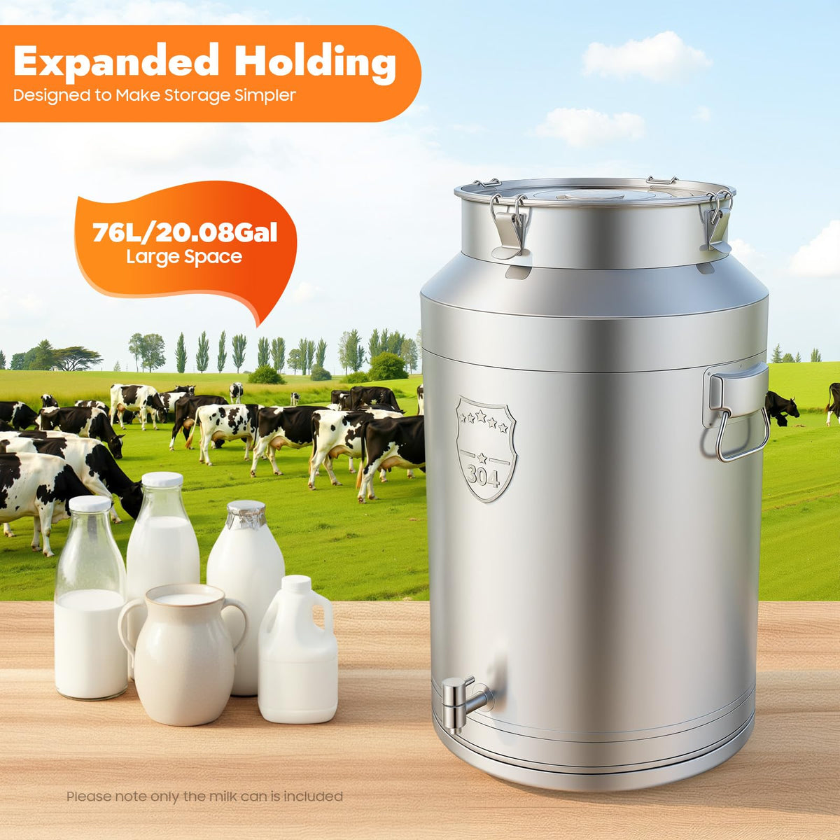 304 Stainless Steel 76L Sealed Bucket with Faucet S611
