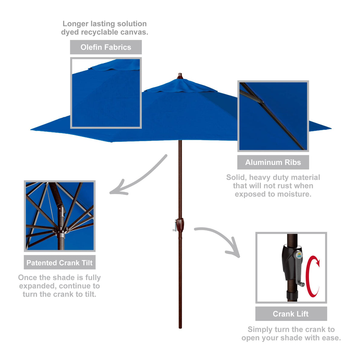 9' Round Aluminum Outdoor Patio Umbrella N143