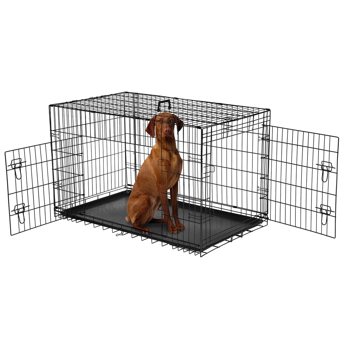 48 Inch Foldable Metal Dog Crate with Divider Panel E1607