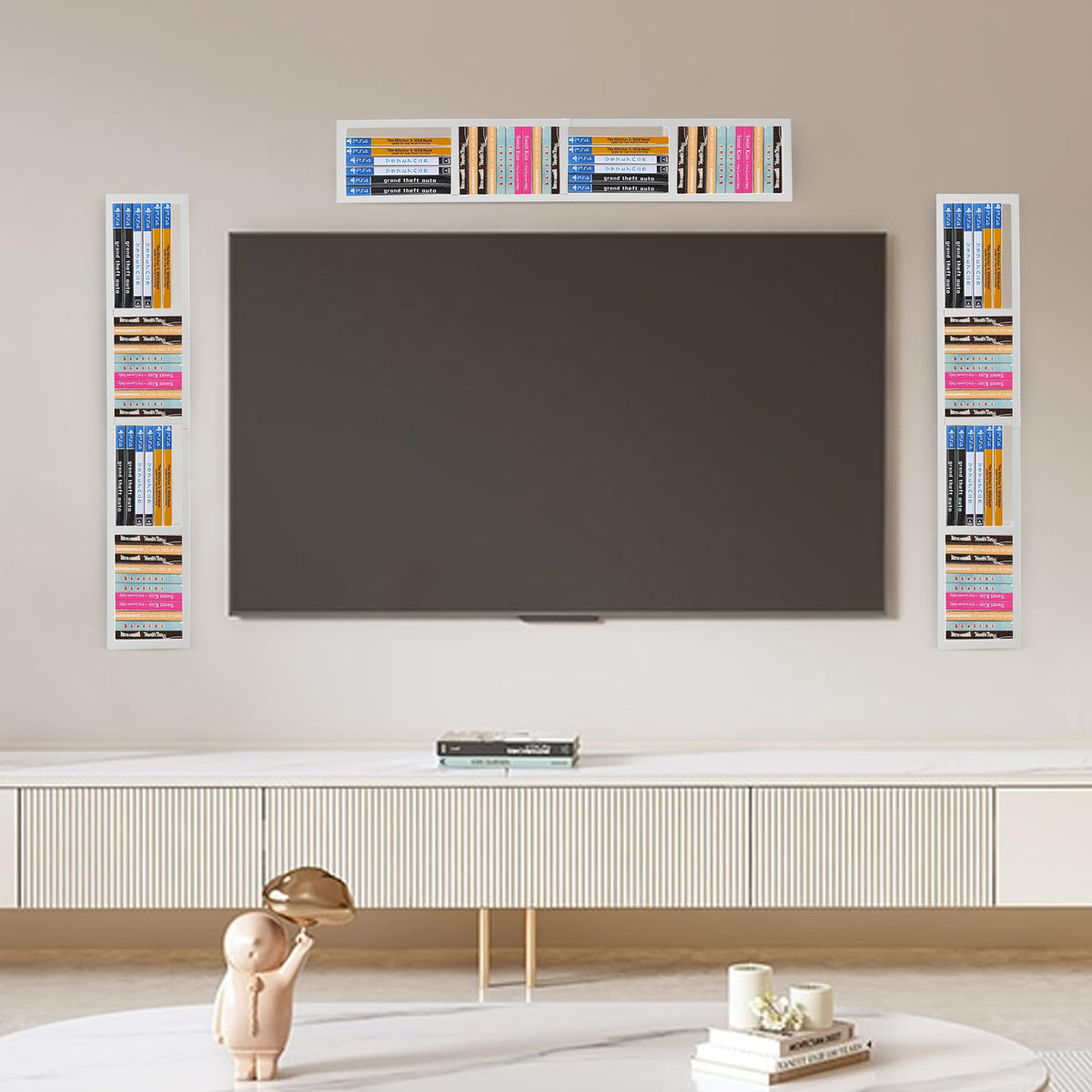 34 Inch White Metal CD Storage Shelf B1495