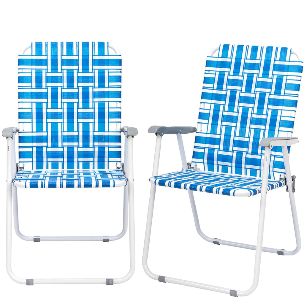 Set of 2 Blue Webbed Folding Patio Chair P85212