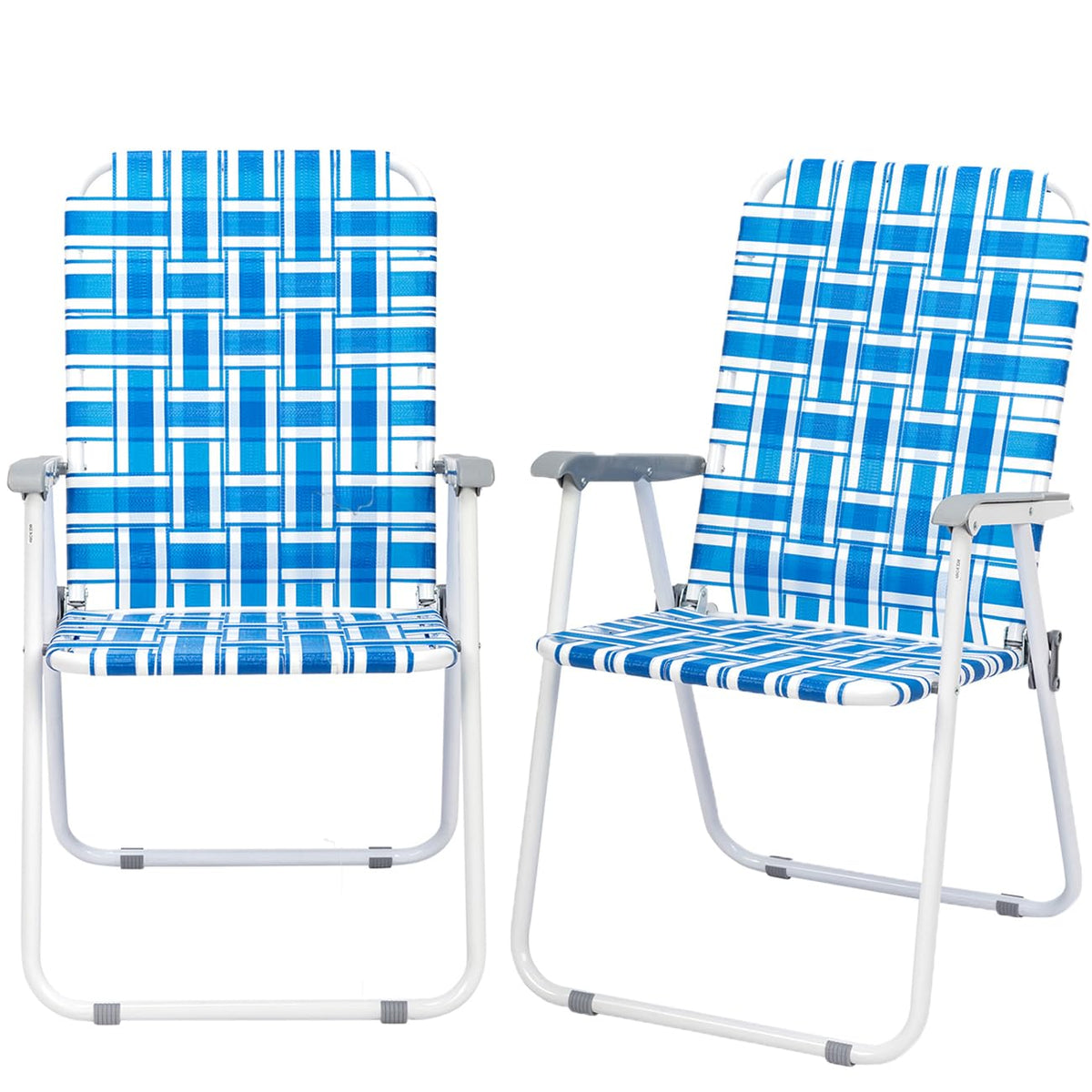 Set of 2 Blue Webbed Folding Patio Chair P85212