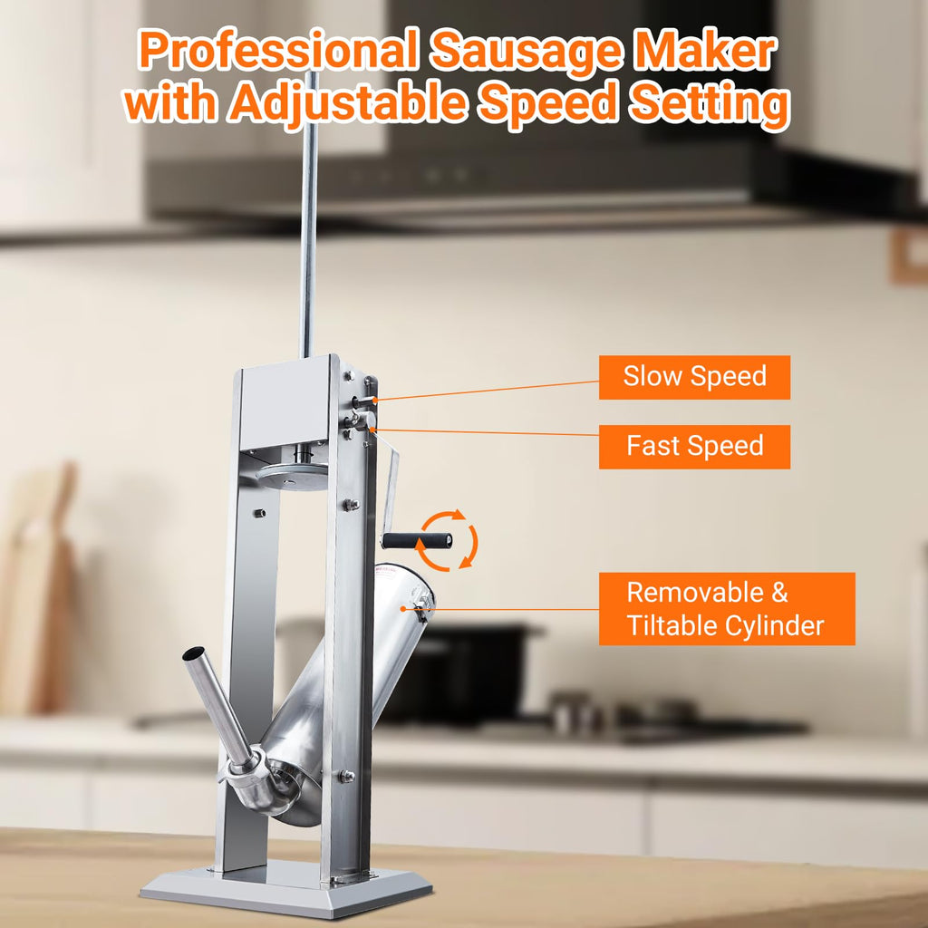 Heavy Duty Stainless Steel 15LBS Manual Sausage Stuffer Machine V1338