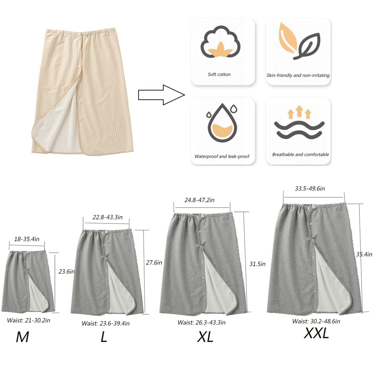 Full Open Waterproof Adjustable Reusable Adult Diaper Skirt X928590