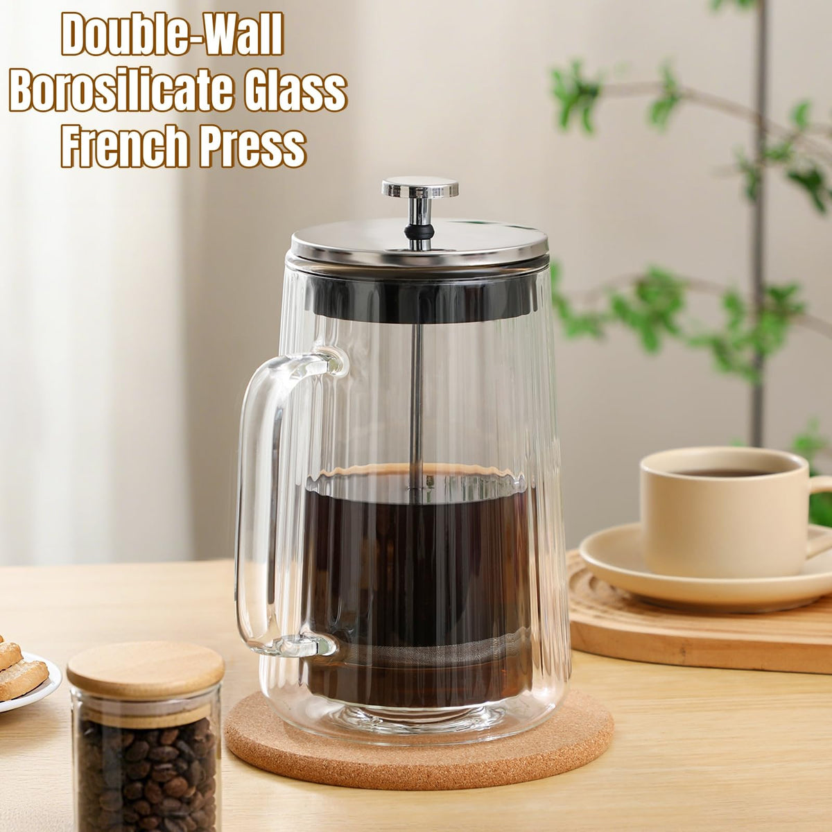 34oz Double Wall Borosilicate Glass French Press Coffee Maker J98348