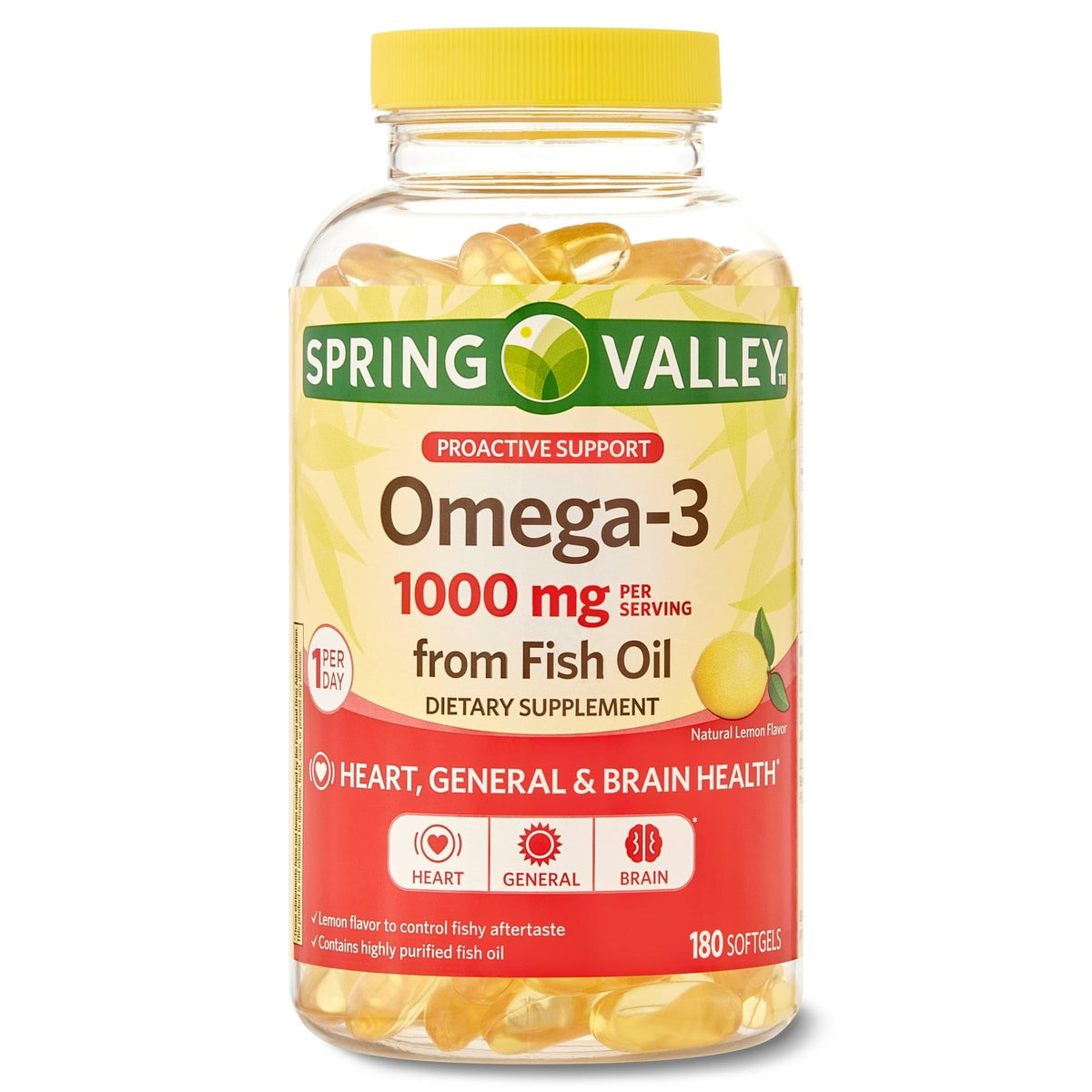Omega-3 Fish Oil Soft Gels 1000 mg 180 Count Dietary Supplement Q727