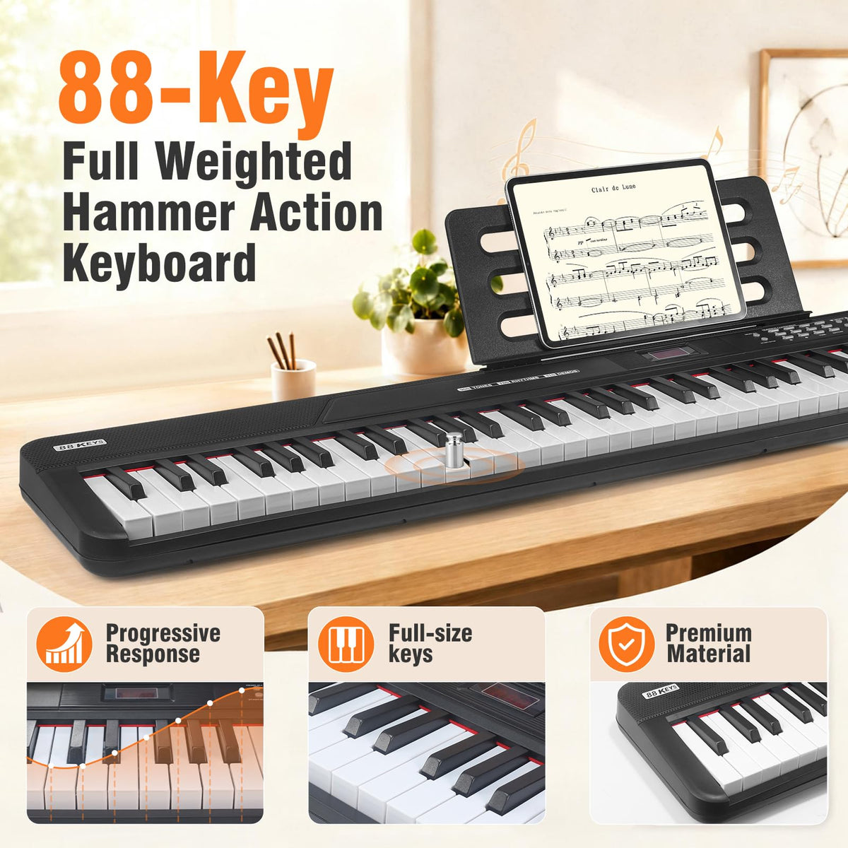 88 Key Semi Weighted Digital Piano with Stand D57058