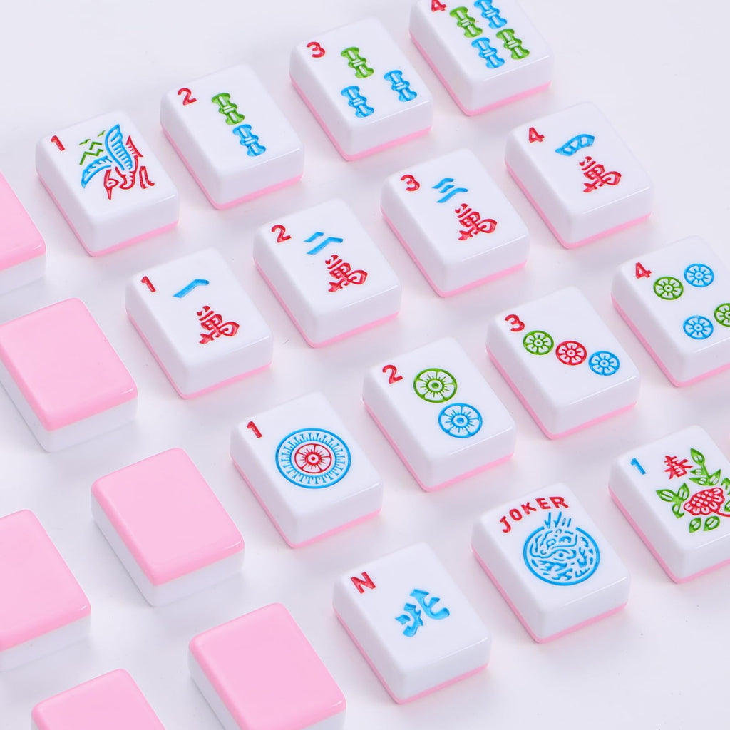 166 Pink Mahjong Set with Bag and 4 Racks H89465