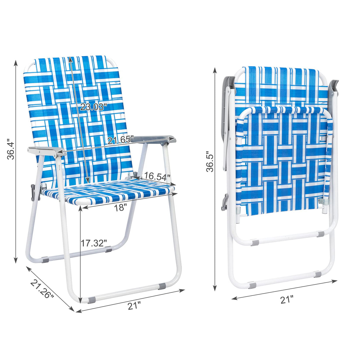 Set of 2 Blue Webbed Folding Patio Chair P85212