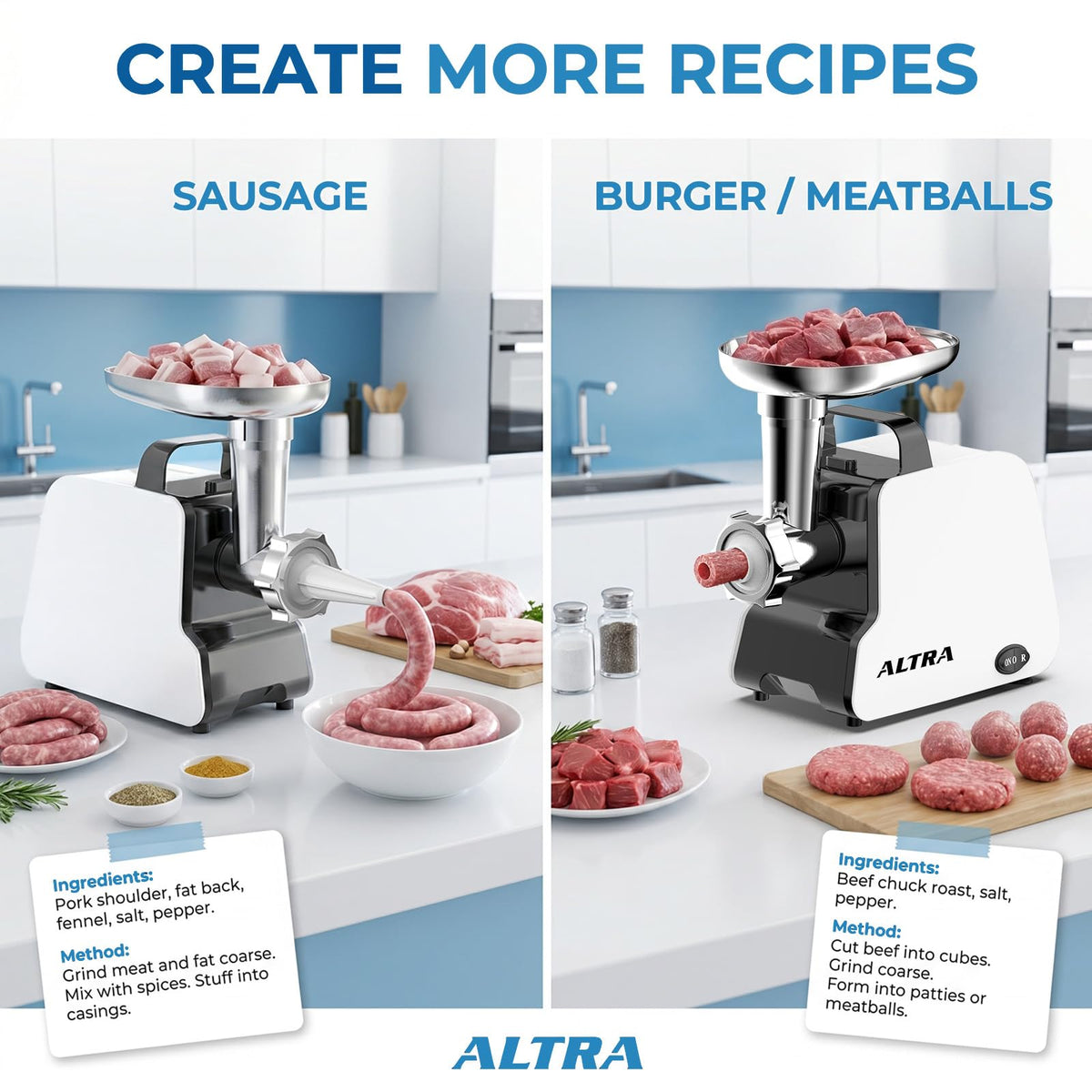 2300W Electric Meat Grinder with 2 Blades and 3 Grinding Plates M643