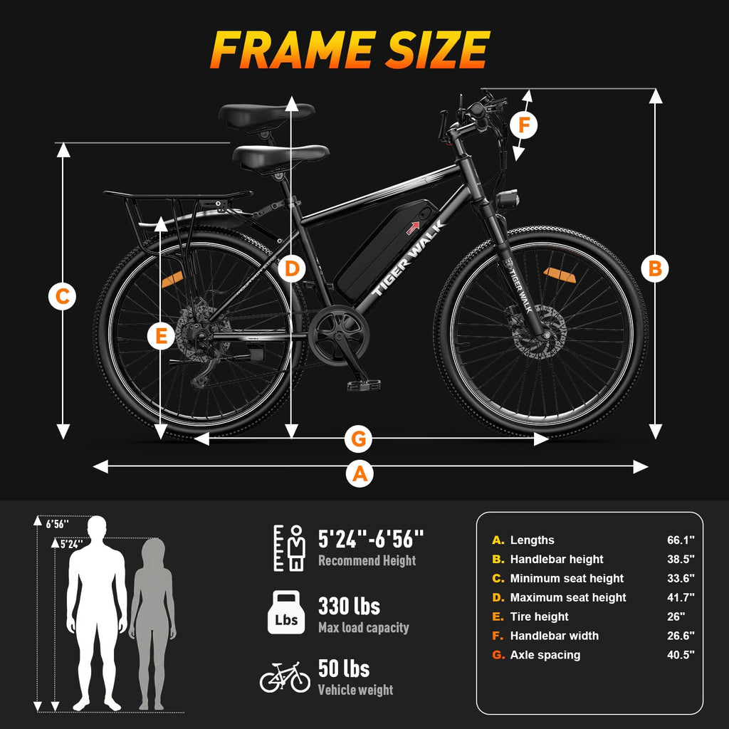 26" All-Terrain Electric Bike, 48V 10Ah Removable Battery, 7-Speed C6291