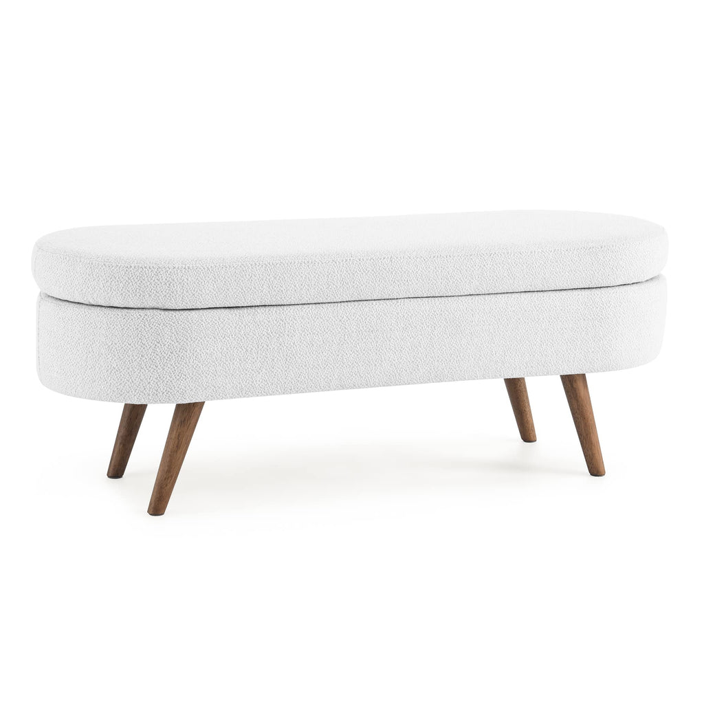 White Storage Bench with Rubber Wood Legs A7117