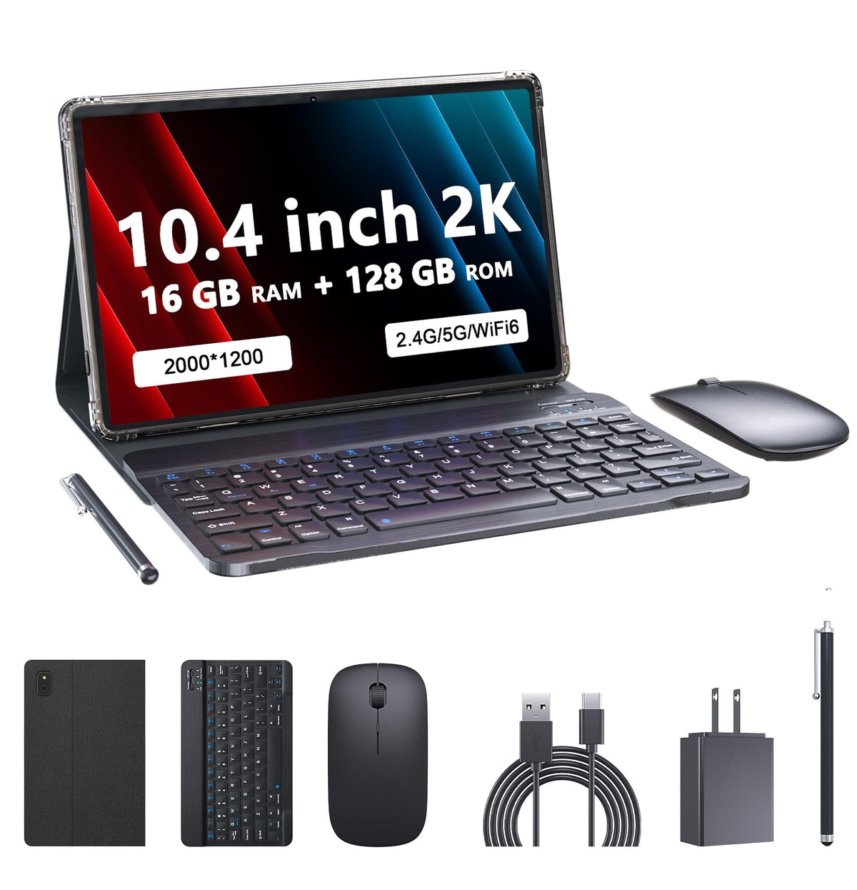 Android 13.0 10.4 Inch 16GB RAM 128GB ROM 2 in 1 Black Tablet S1949