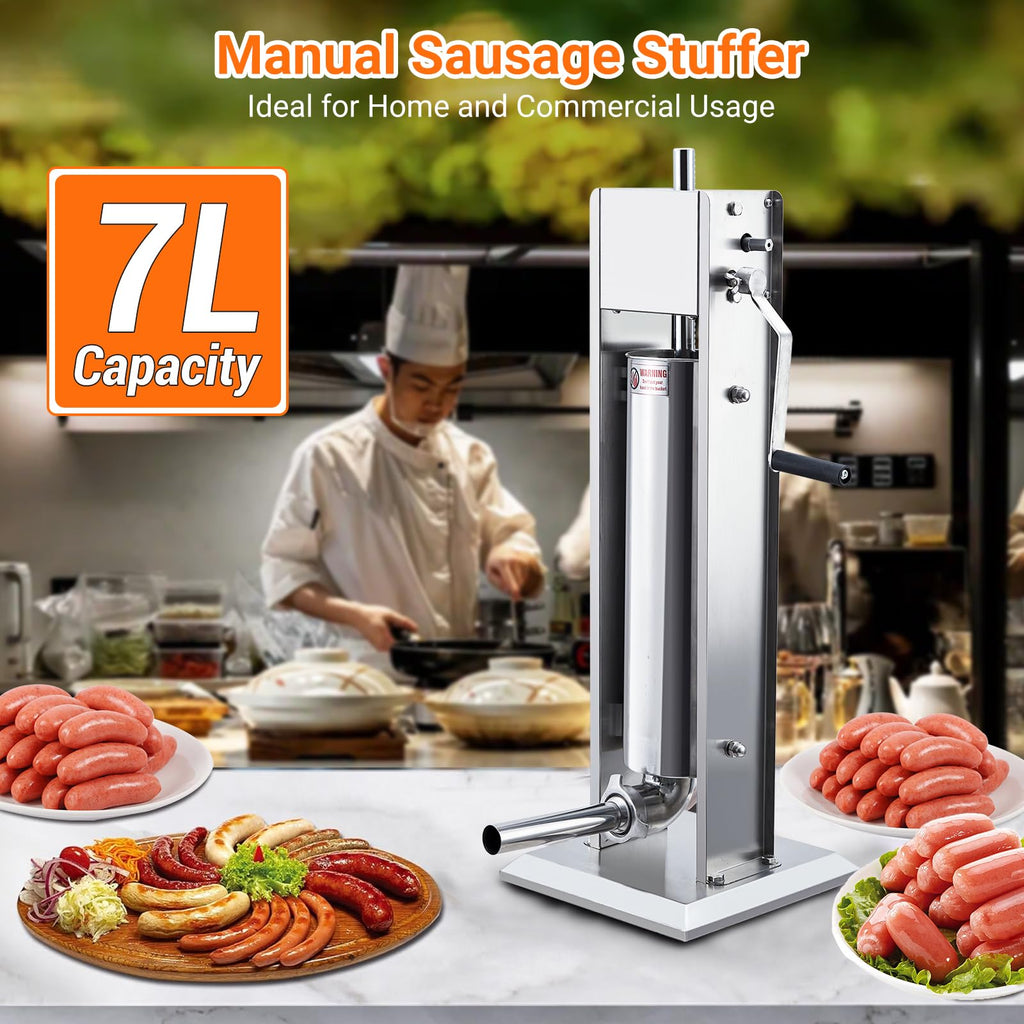 Heavy Duty Stainless Steel 15LBS Manual Sausage Stuffer Machine V1338