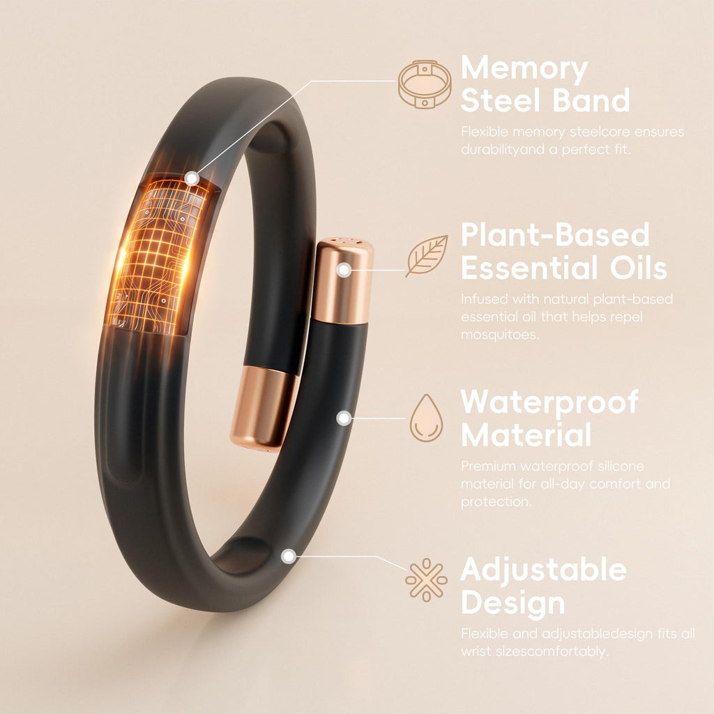 Black 4 Pack Mosquito Repellent Bracelets F795