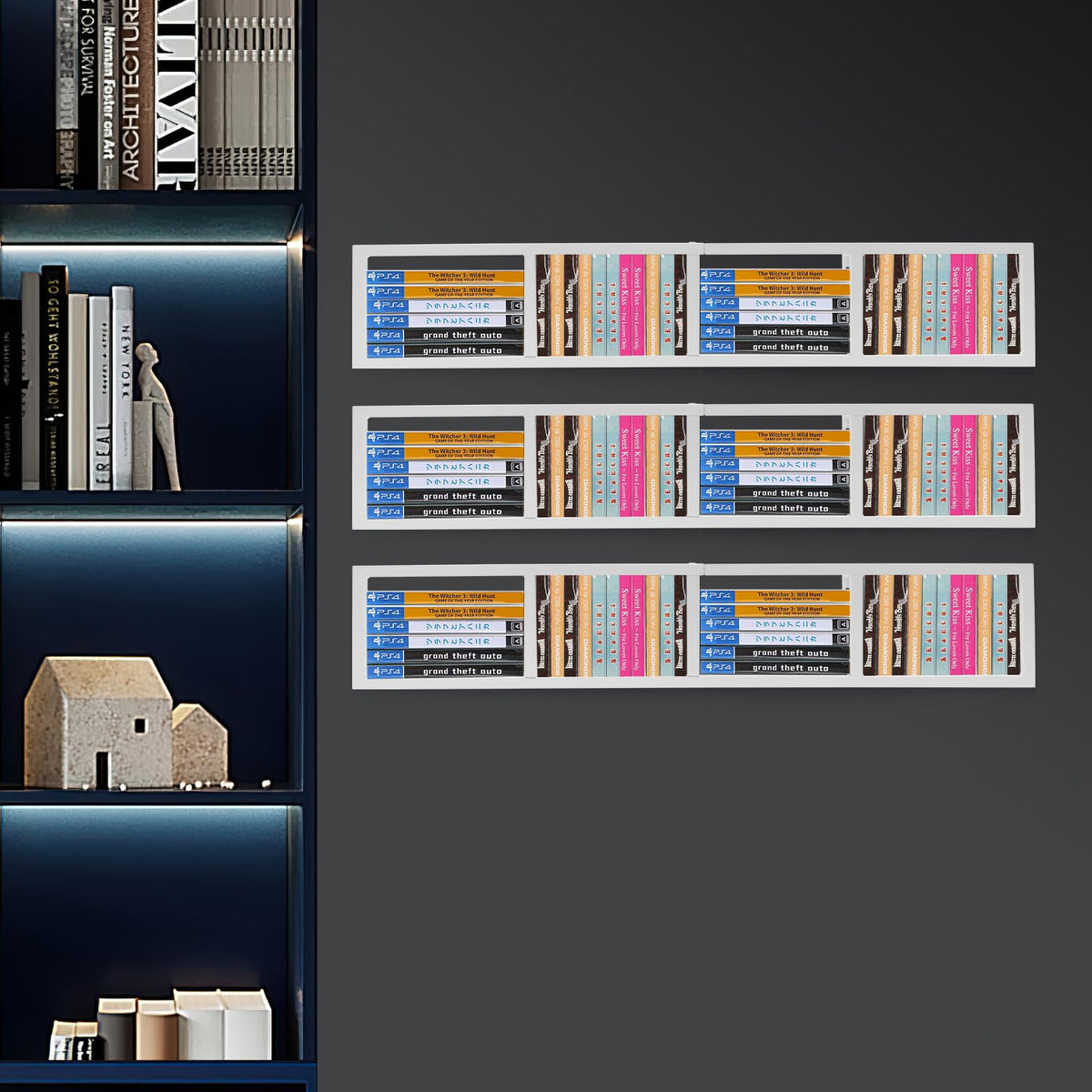 34 Inch White Metal CD Storage Shelf B1495