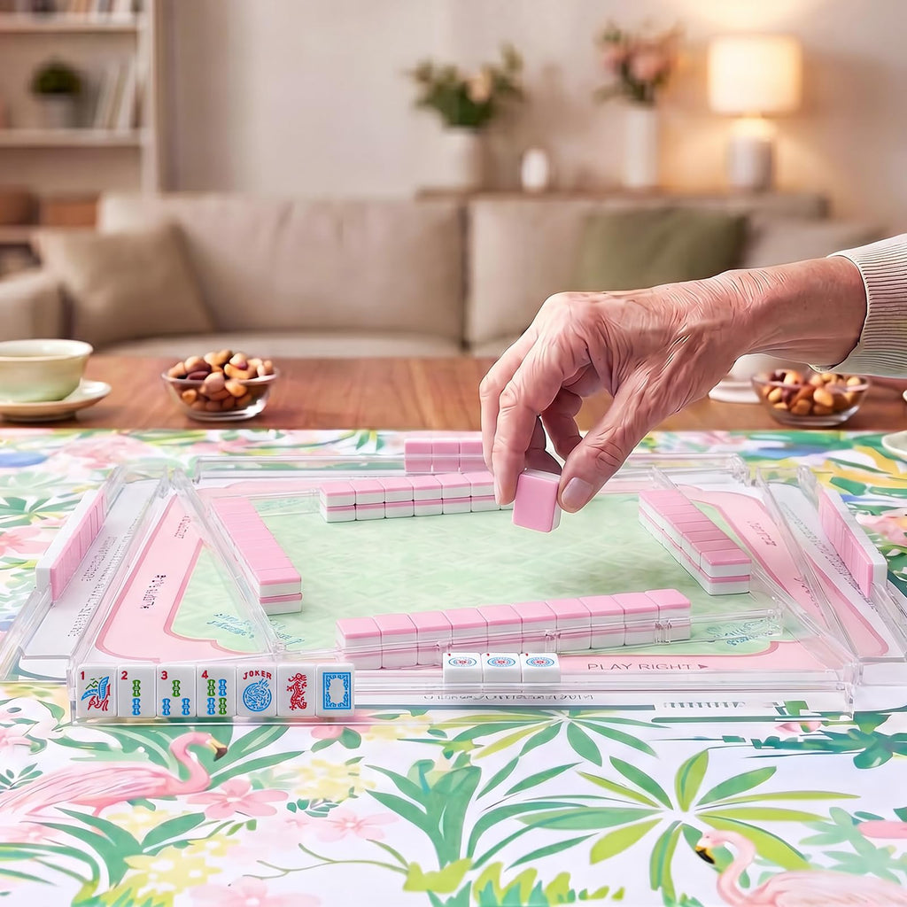 166 Pink Mahjong Set with Bag and 4 Racks H89465
