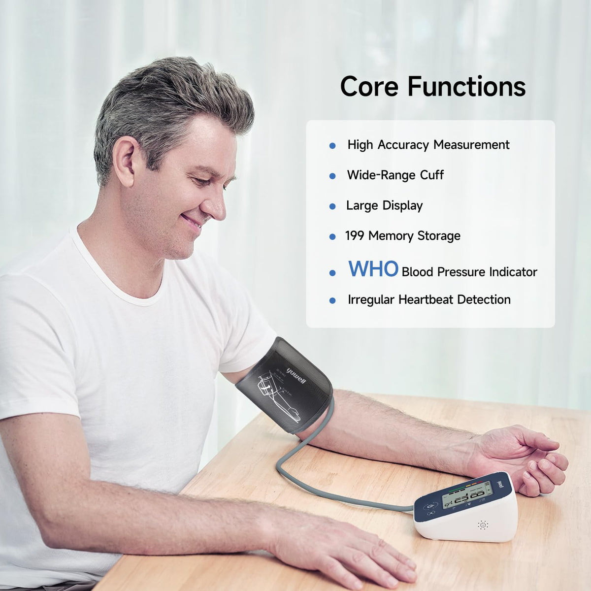 Automatic Upper Arm Blood Pressure Monitor with Adjustable Cuff T697