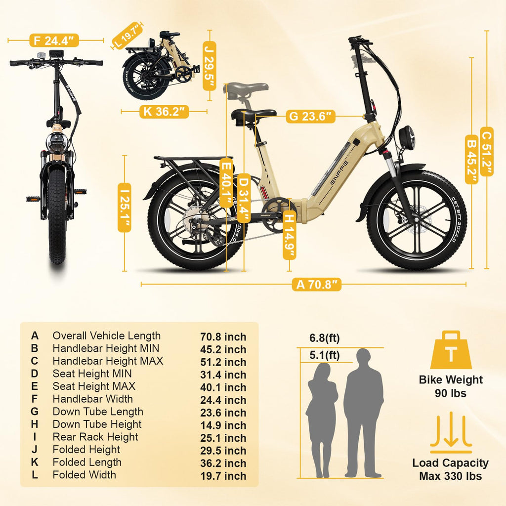 Foldable 7-Speed 20"×4 Fat Tire Electric Bike I41995