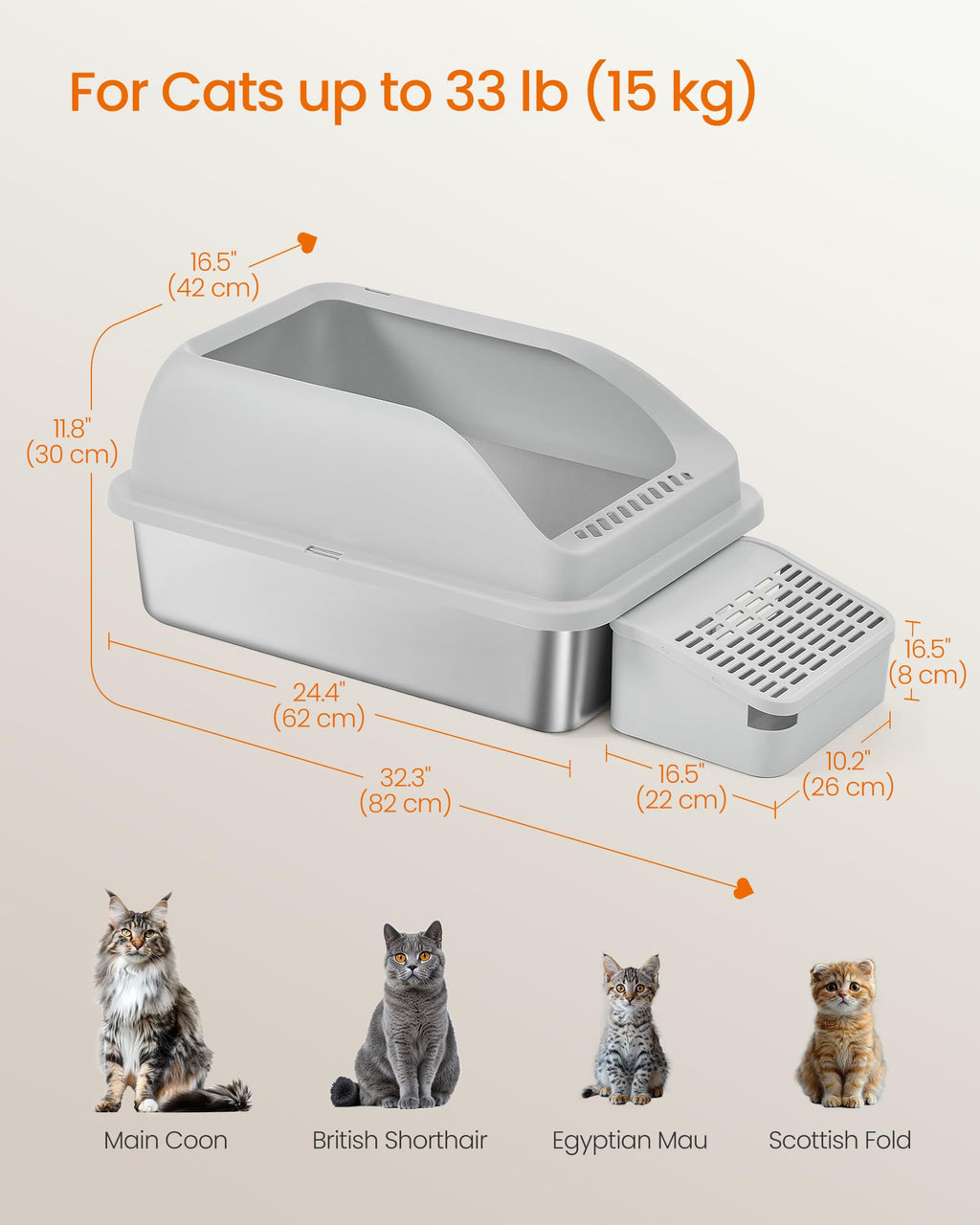 Stainless Steel Cat Litter Box W457