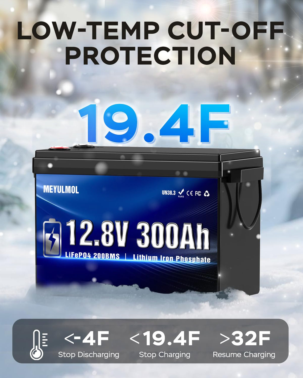 12V 300Ah LiFePO4 Lithium Battery with 200A BMS L368347