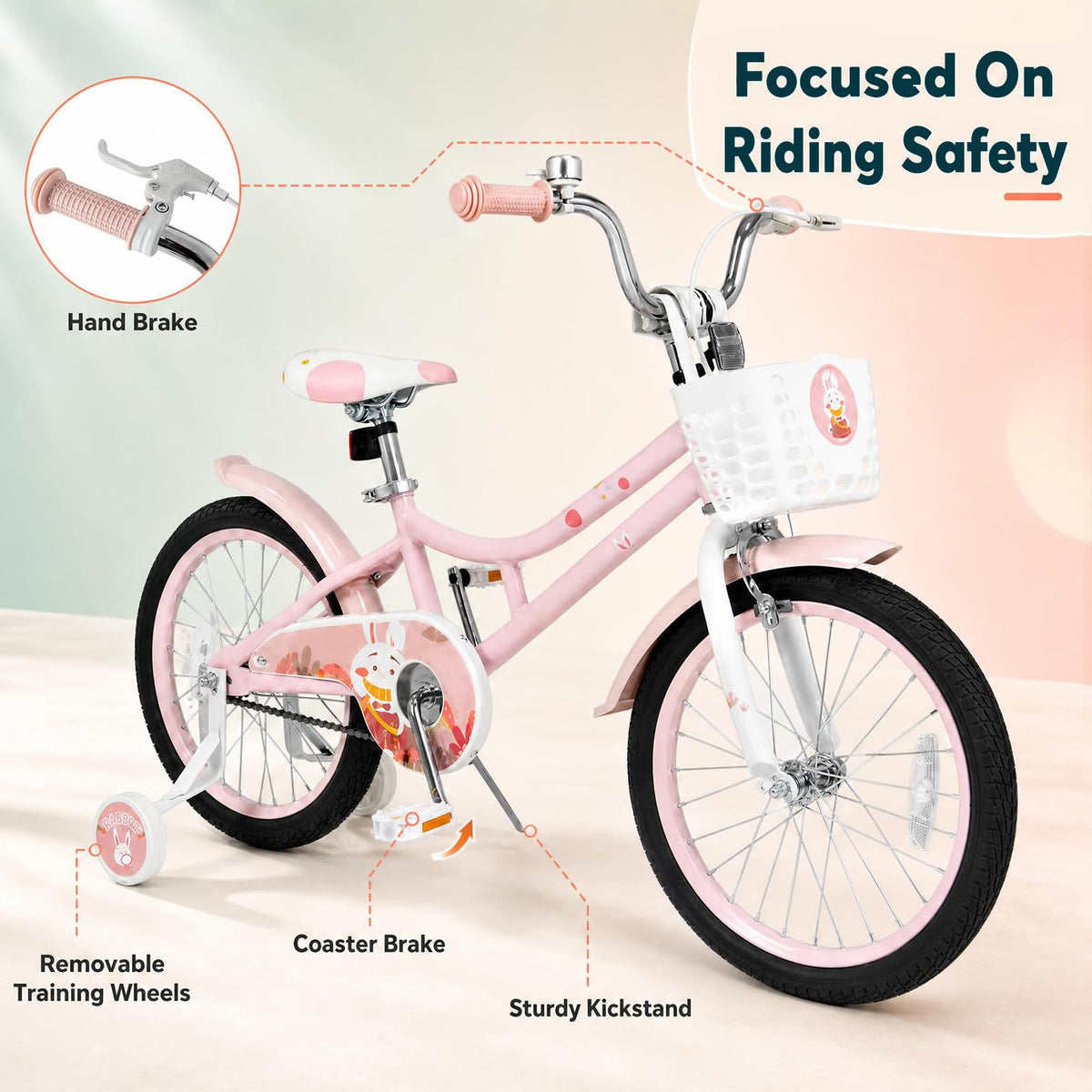 18 Inch Girls Bike with Basket B96292