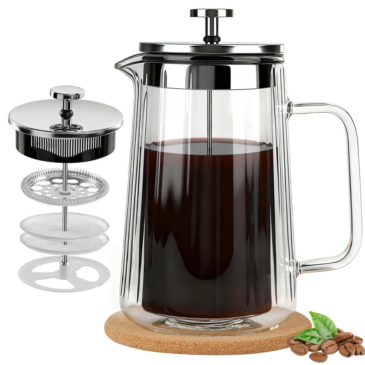 34oz Double Wall Borosilicate Glass French Press Coffee Maker J98348