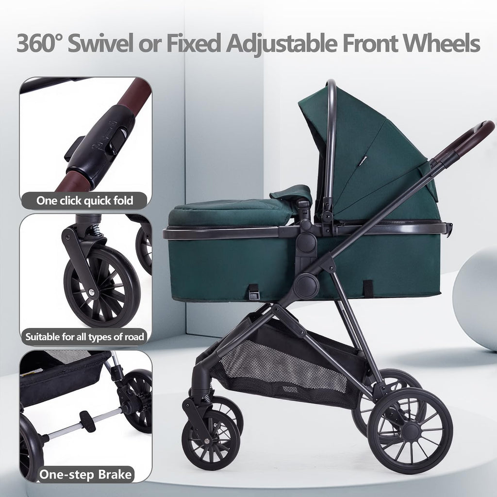 2 in 1 Convertible Reversible Seat Foldable Aluminum Alloy Stroller Z90832