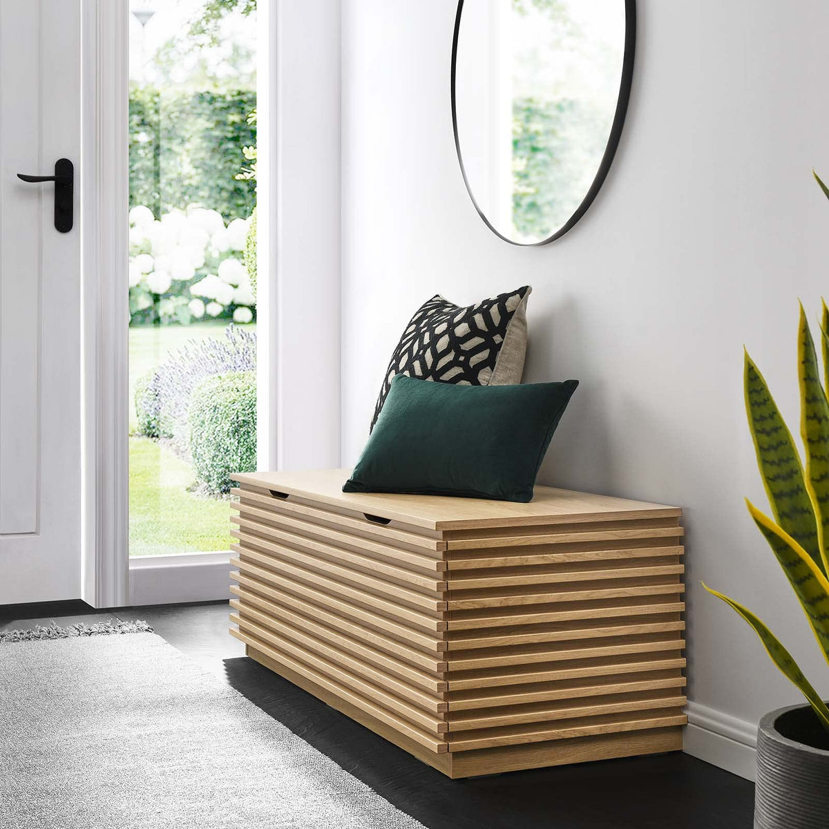 Oak Wood Grain Storage Bench B971