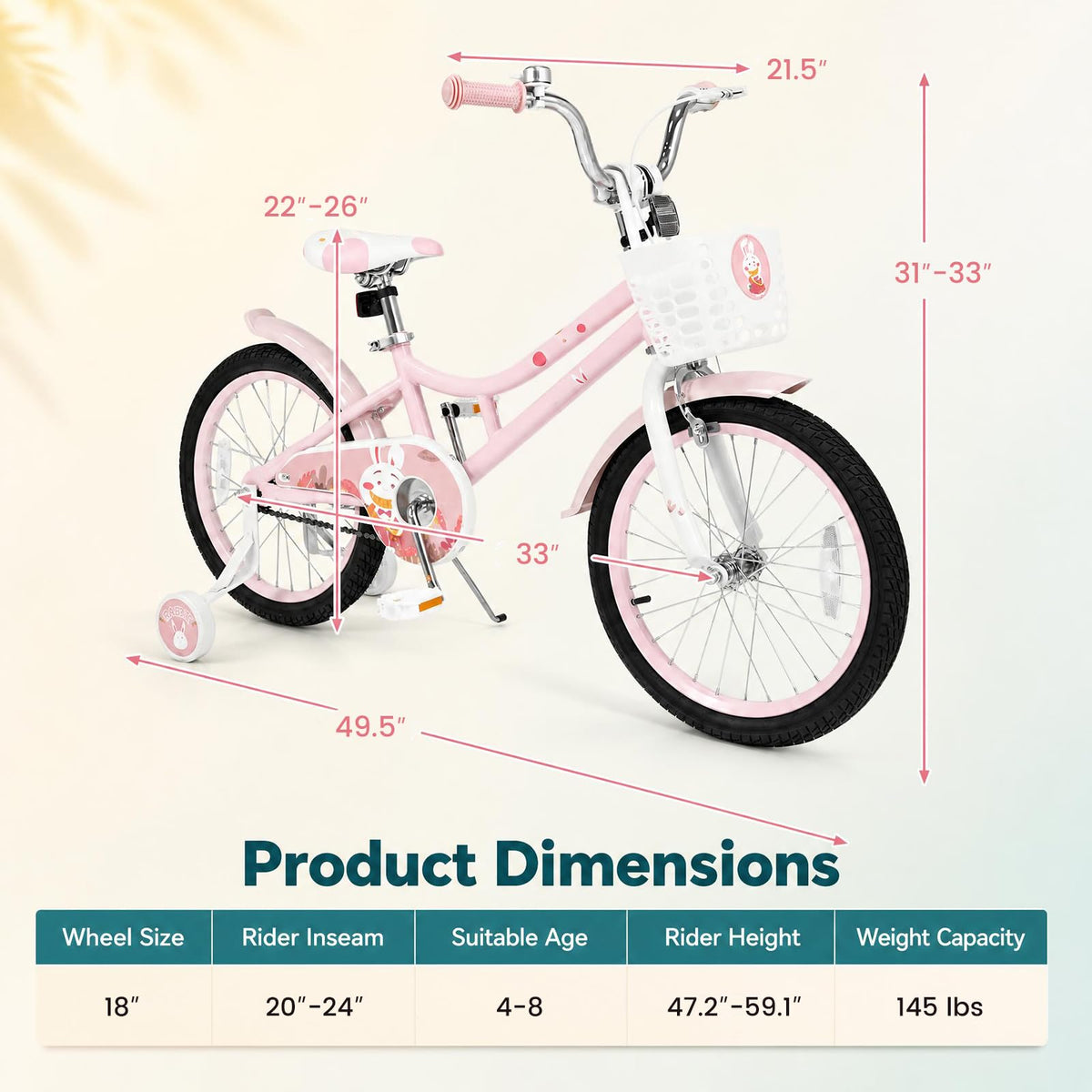 18 Inch Girls Bike with Basket B96292