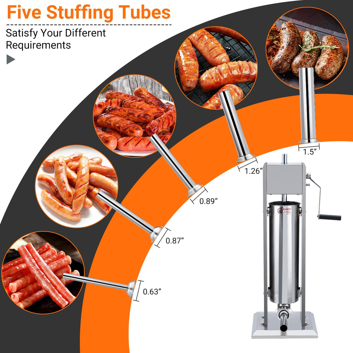 Heavy Duty Stainless Steel 15LBS Manual Sausage Stuffer Machine V1338