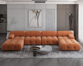 Orange Velvet U-Shaped Sectional Sofa with Chaise Y1659