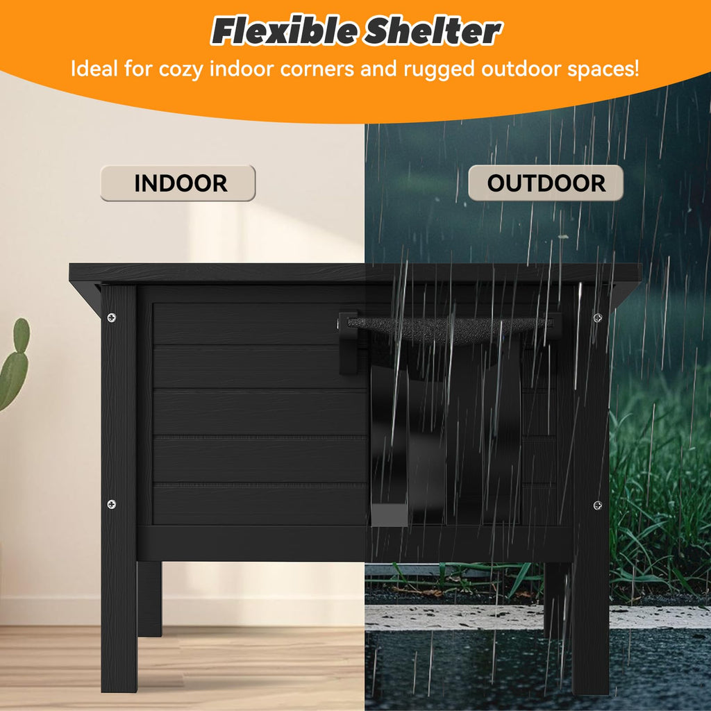 Weatherproof Insulated Solid Wood Outdoor Cat House I751359