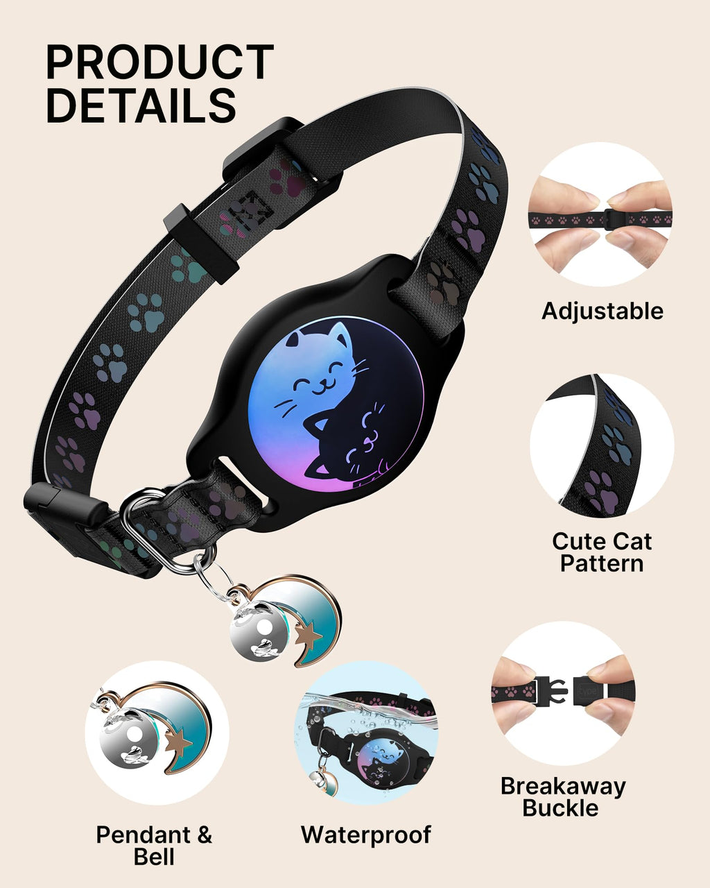 Cat Collar with AirTag Holder 2 Pack T705