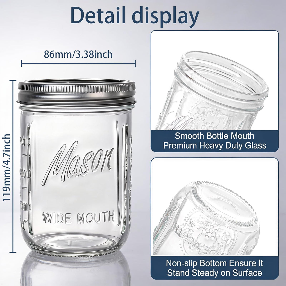 6-Pack 16 oz Wide Mouth Glass Mason Jars with Lids U410
