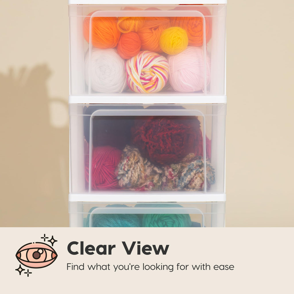 3 Drawer White Clear Storage Organizer Rolling Cart Z4574