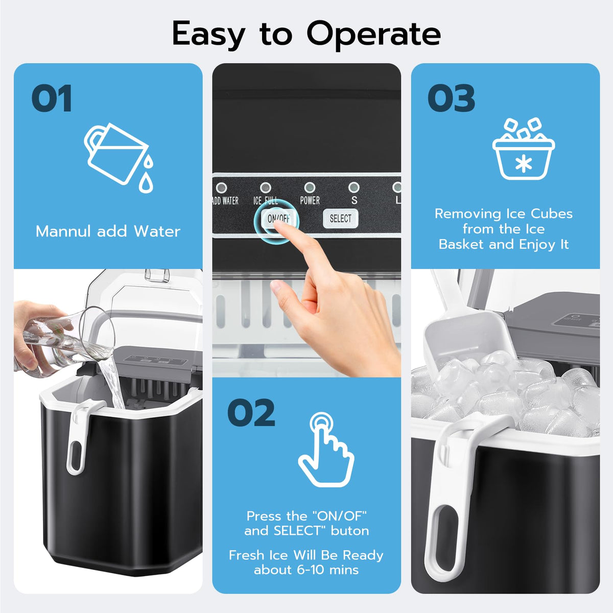 Black 26Lbs/24H Countertop Ice Maker N88982