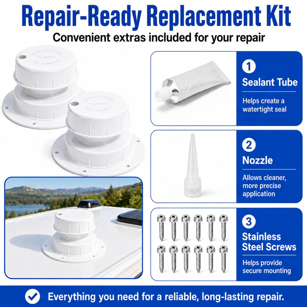 RV Plumbing Vent Caps 1 to 2 3/8" Pipe N5090