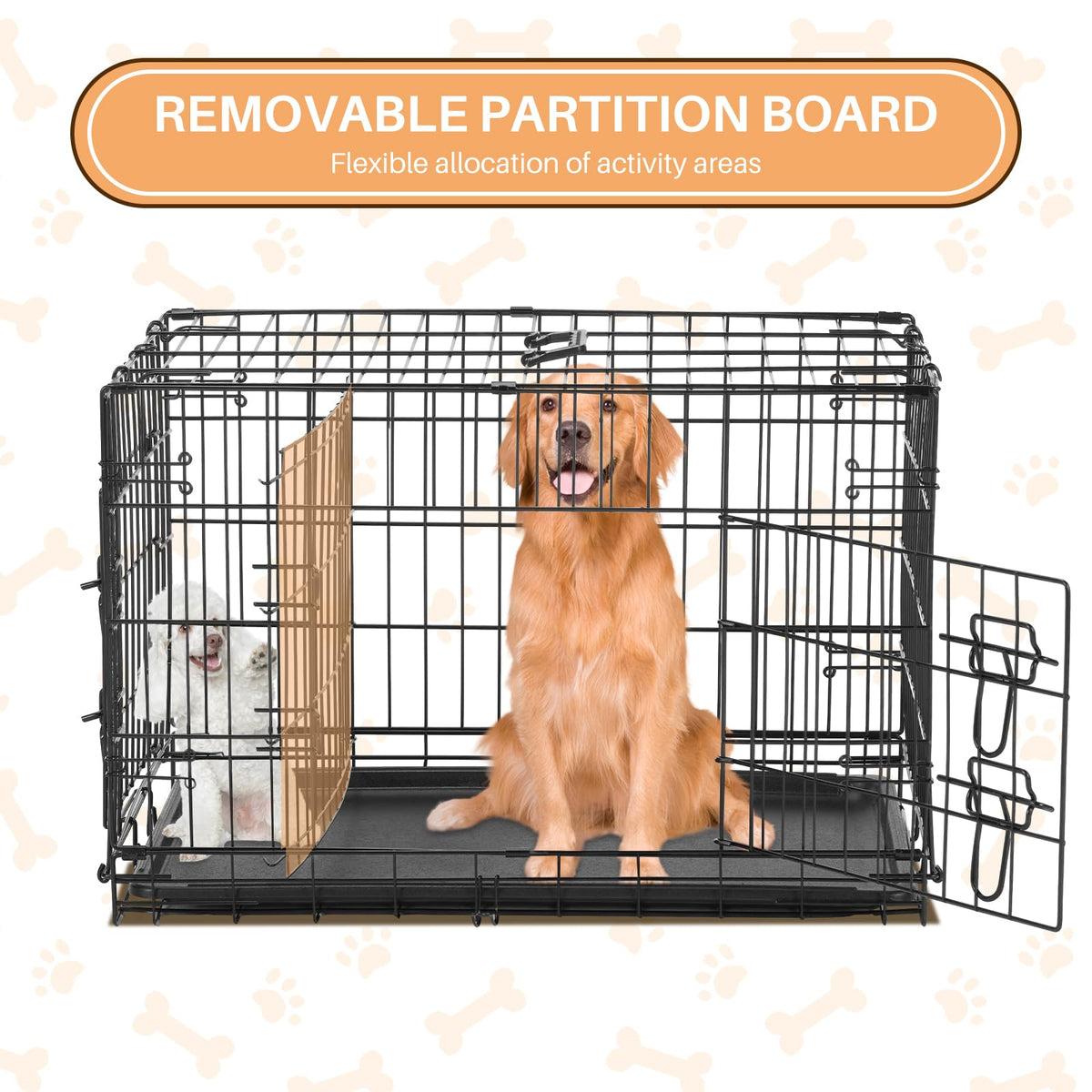 48 Inch Foldable Metal Dog Crate with Divider Panel E1607